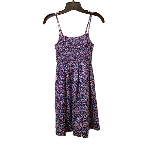 Juniors' SO Navy Blue Floral Smocked Bodice Dress Size XS - Picture 1 of 5